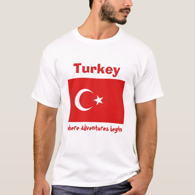 T-shirt Drapeau + Carte + Texte Turquie (Devant)