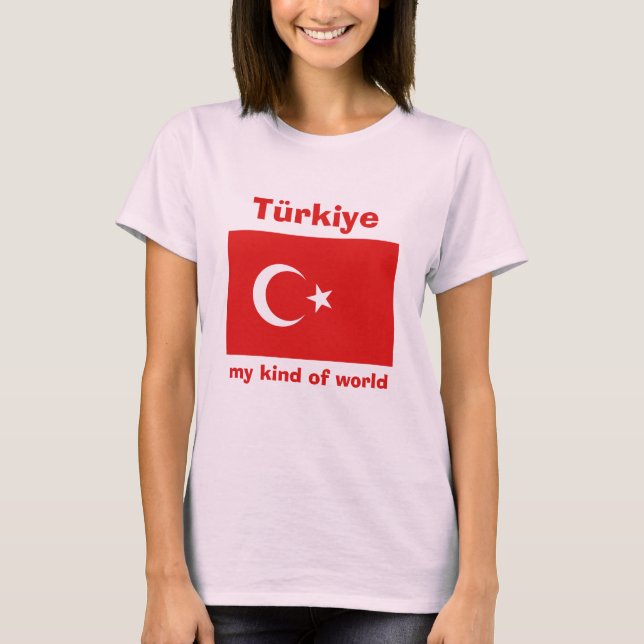 T-Shirt Drapeau + Carte + Texte Turquie (Devant)