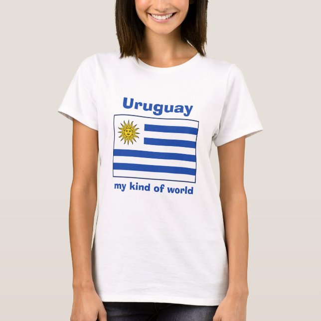 T-Shirt Drapeau + Carte + Texte Uruguay (Devant)