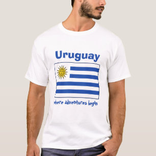 T-Shirt Drapeau + Carte + Texte Uruguay