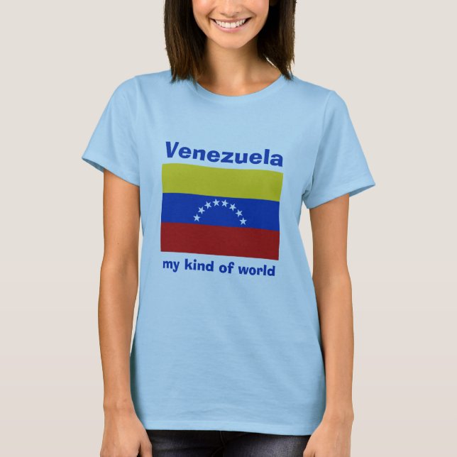 T-Shirt Drapeau + Carte + Texte Venezuela (Devant)