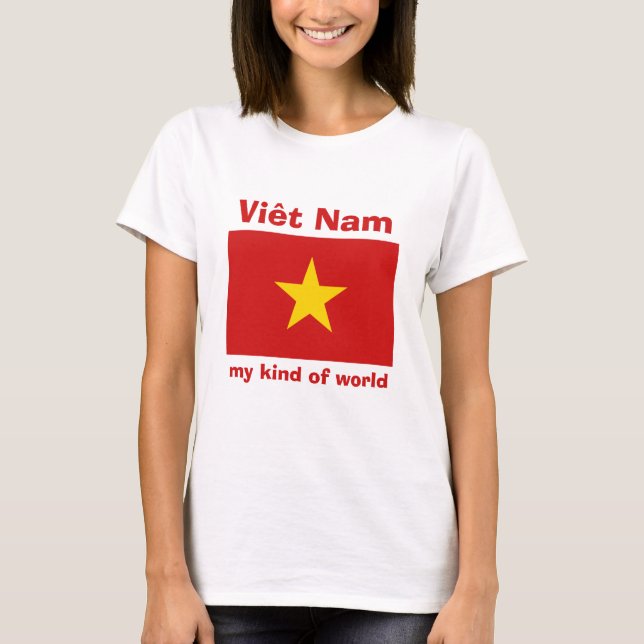 T-Shirt Drapeau + Carte + Texte Vietnam (Devant)
