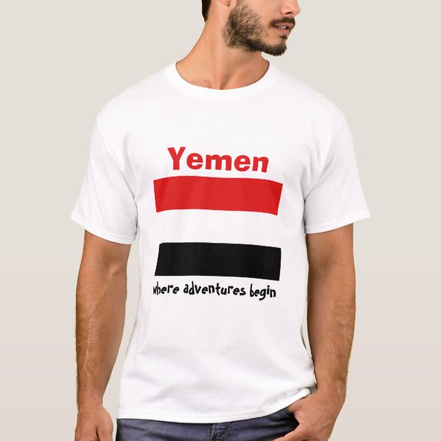 T-Shirt Drapeau + Carte + Texte Yémen (Devant)