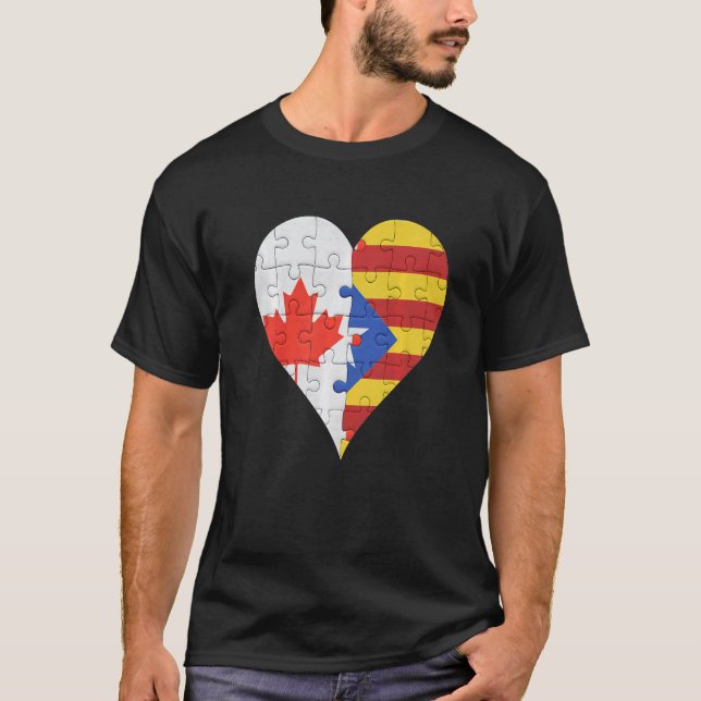 T-shirt Drapeau catalan canadien Cœur (Devant)