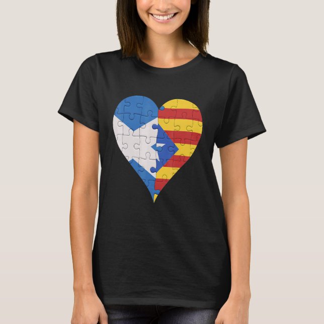 T-shirt Drapeau catalan écossais cœur (Devant)