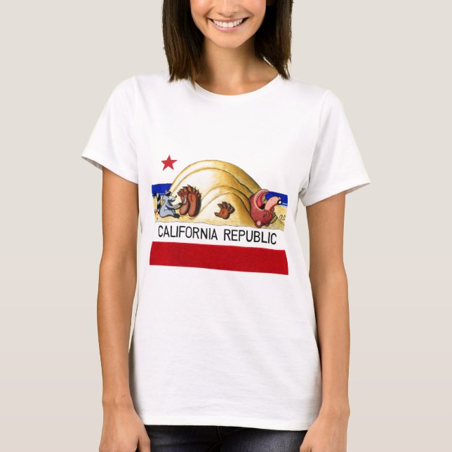 T-shirt Drapeau chatouilleux d'ours de la Californie (Devant)