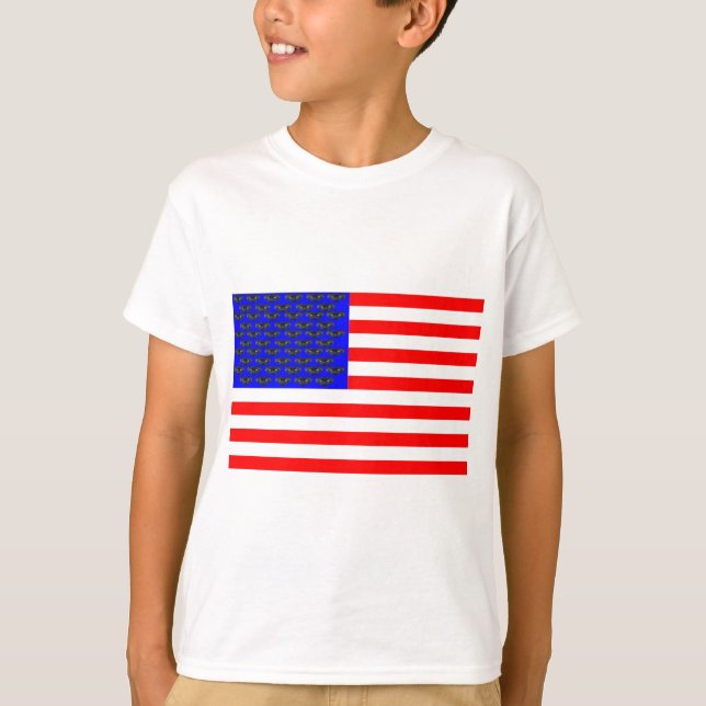 T-shirt Drapeau Chats Noirs Et Bandes (Devant)