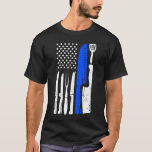 T-shirt Drapeau Chef Knife USA Patriotique Cook