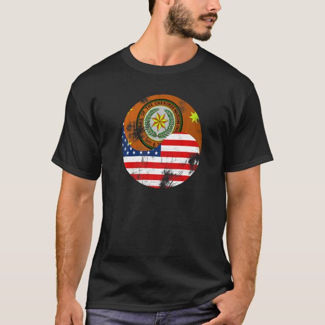 T-shirt Drapeau Cherokee d'Amérique native Drapeau Cheroke (Devant)