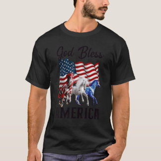 T-shirt Drapeau Chevaux De L'Amérique Dieu Le 4 Juillet