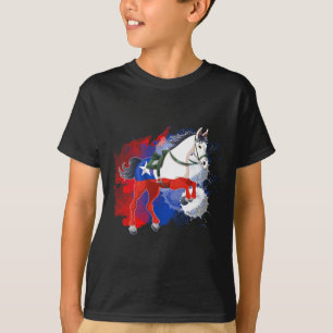 T-shirt Drapeau Chili équitation