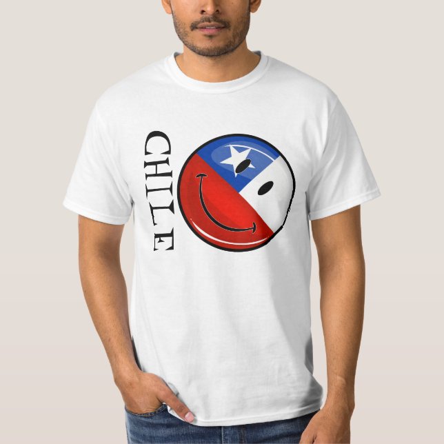 T-shirt Drapeau chilien de sourire de rond brillant (Devant)