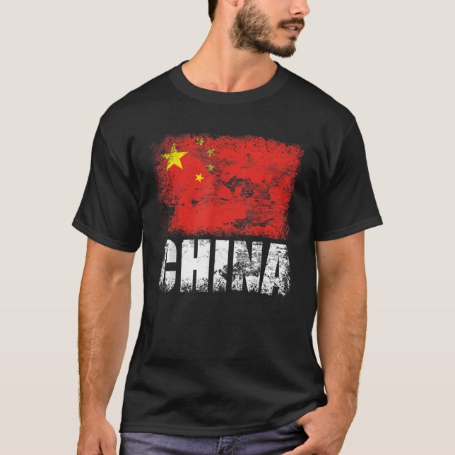 T-shirt Drapeau chinois Drapeau chinois Tee rouge (Devant)