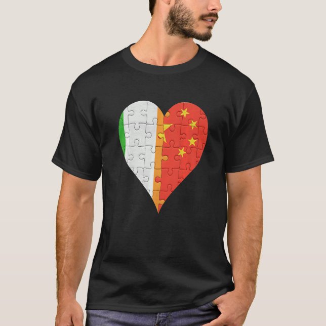 T-shirt Drapeau chinois irlandais cœur (Devant)