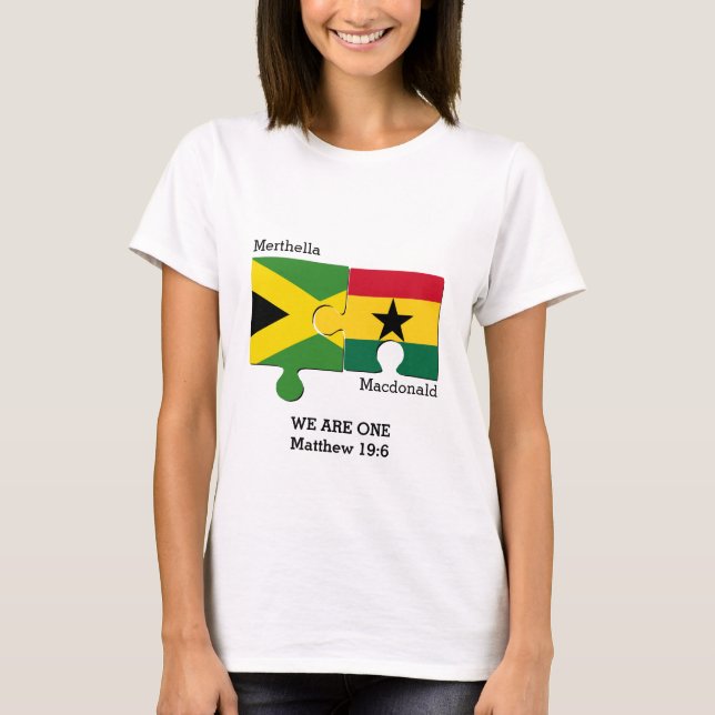 T-shirt Drapeau chrétien Personnalisé JAMAICA GHANA (Devant)