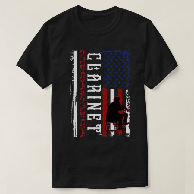 T-shirt Drapeau Clarinet US Clarinetist (Design devant)