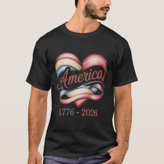 T-shirt Drapeau Cœur 1776 2026 4 juillet 250e anniversaire