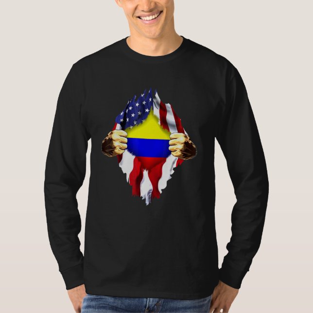 T-shirt Drapeau Colombie-Américain (Devant)