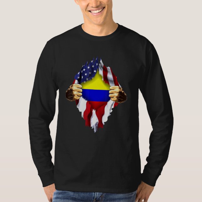 T-shirt Drapeau Colombie-Américain (Devant)