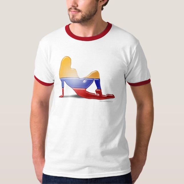 T-shirt Drapeau colombien de silhouette de fille (Devant)