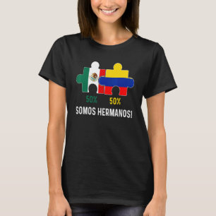 T-shirt Drapeau Colombien Mexicain Moitié Moitié Carte ADN