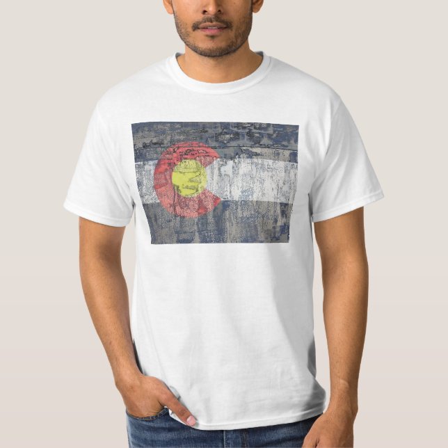 T-shirt drapeau colorado mur texturé (Devant)
