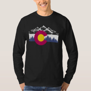T-shirt Drapeau Colorado Vintage Extérieur Montagne Graphi