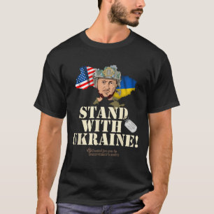 T-shirt Drapeau contour Ukraine Usa Zelensky Dog Tag Suppo