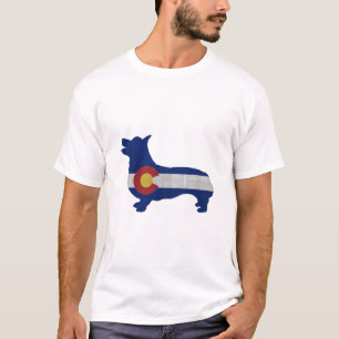 T-shirt Drapeau Corgi Chien race Silhouette Colorado