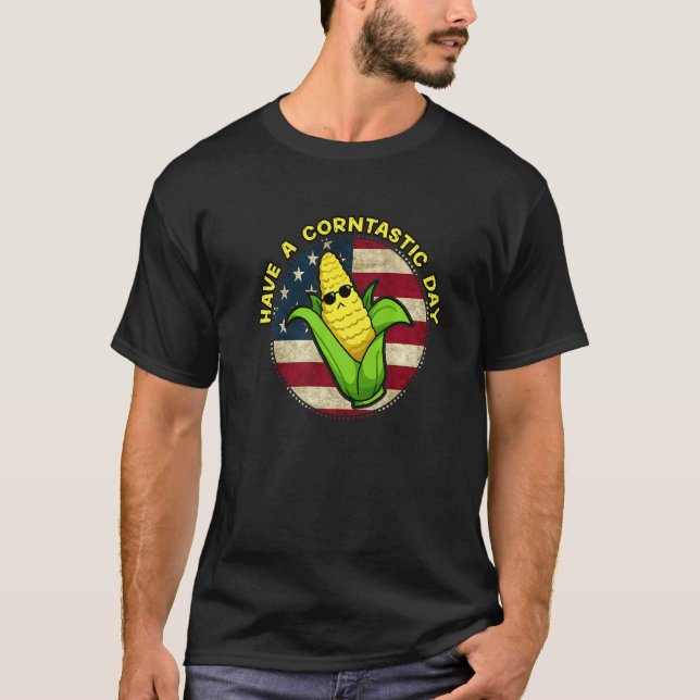 T-shirt Drapeau Corne Cute Corn USA (Devant)