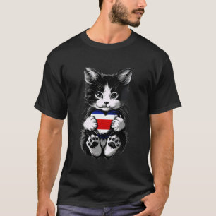 T-shirt Drapeau Costaricien Chat Cœur Costa Rica Fierté Co