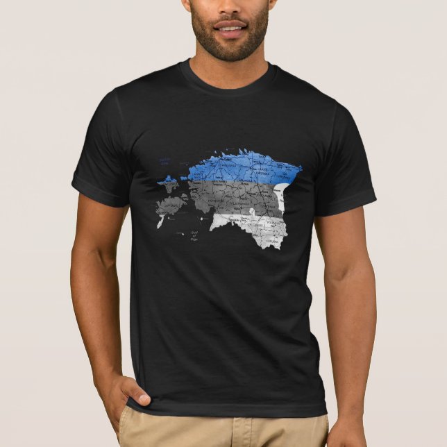 T-Shirt Drapeau Couleur Carte Estonie (Devant)
