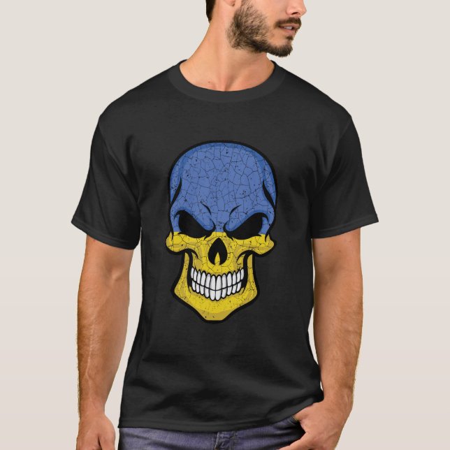 T-shirt Drapeau crâne souriant de l'Ukraine (Devant)