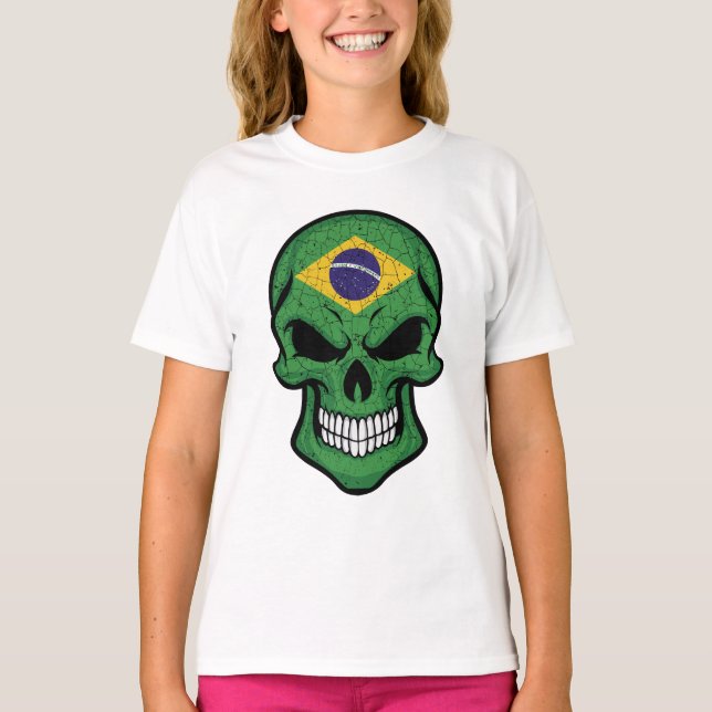T-shirt Drapeau crâne souriant du Brésil (Devant)