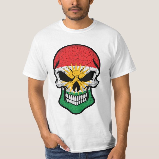 T-shirt Drapeau crâne souriant du Kurdistan (Devant)