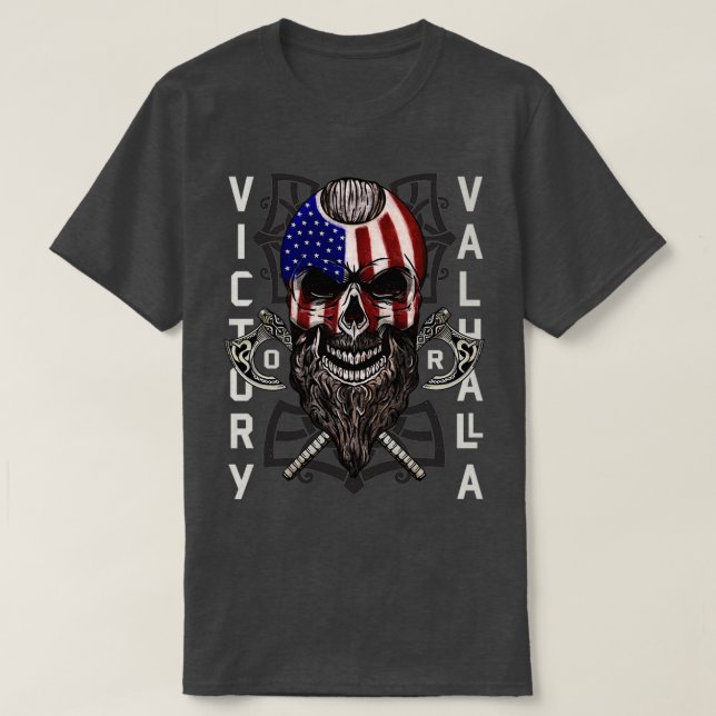 T-shirt Drapeau crânien de Valhalla Ax Viking (Design devant)
