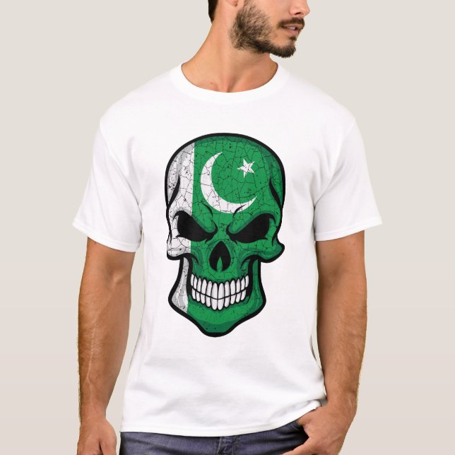 T-shirt Drapeau crânien souriant du Pakistan (Devant)