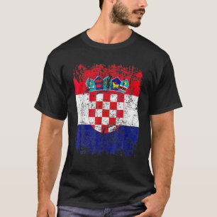 T-shirt DRAPEAU CROATIEN Croatie Vintage Drapeau GRANDE CR