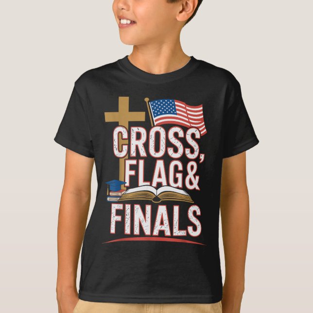 T-shirt Drapeau croisé et finales Étudiant conservateur ch (Devant)