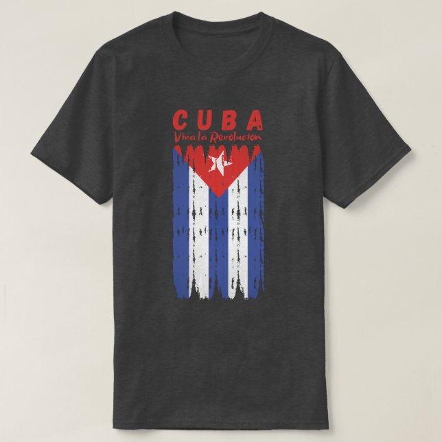 T-shirt Drapeau Cuba Rétro Viva La Révolution (Design devant)