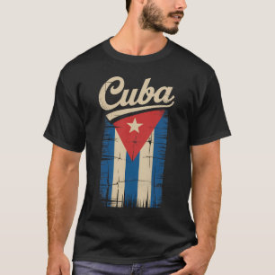 T-shirt Drapeau Cuba Vintage Rétro Grunge Bandera Cubain P