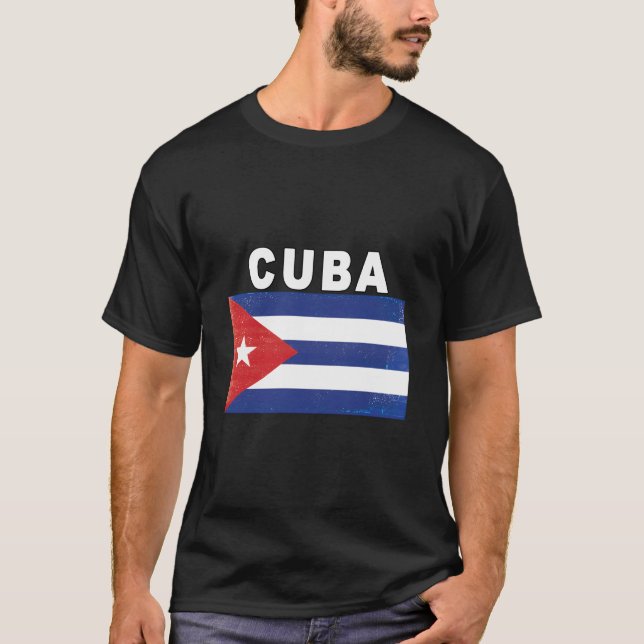 T-shirt Drapeau Cubain Distressed Image Design (Devant)