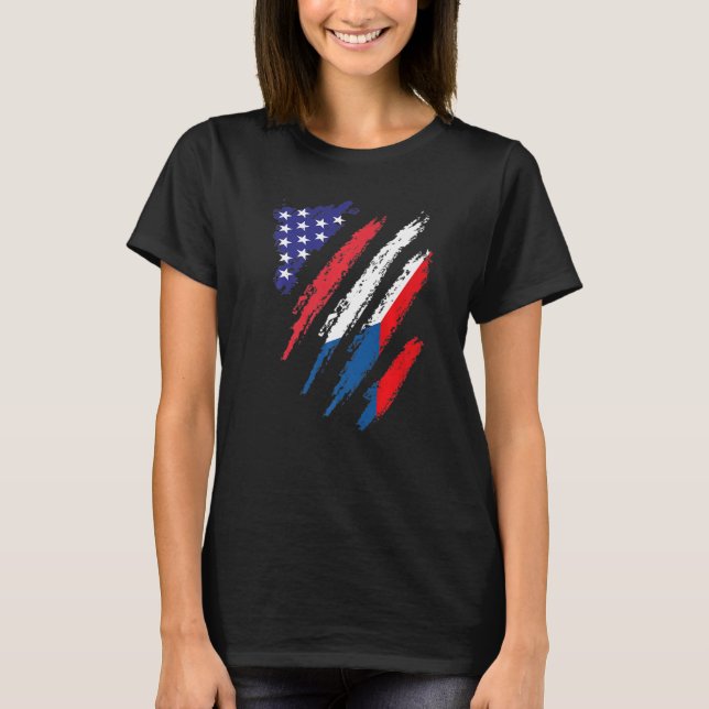 T-shirt Drapeau Cuisiné Américain Tchèque USA Patriot Heri (Devant)