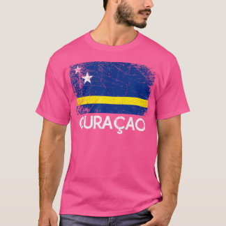 T-shirt Drapeau Curacaoan Vintage Fait À Curacao Cadeau