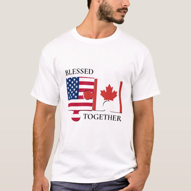 T-shirt Drapeau Custom USA CANADA (Devant)