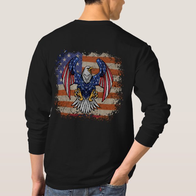 T-shirt "Drapeau d’aigle américain pour hommes à manches l (Dos)