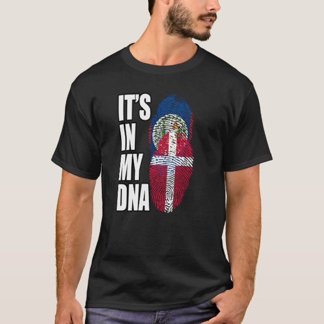 T-shirt Drapeau D'ADN Belizé Et Danois (Devant)