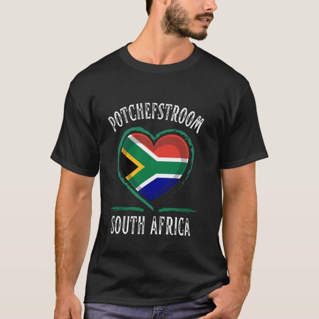 T-shirt Drapeau d'Afrique du Sud Cœur Potchefstroom Ville (Devant)