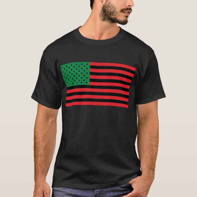 T-shirt Drapeau d'Afro-américain - noir et vert rouges (Devant)