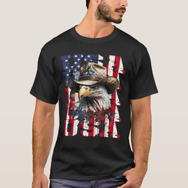 T-shirt Drapeau d'aigle américain pour patriotes (Devant)